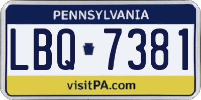 PA license plate LBQ7381