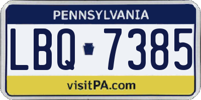 PA license plate LBQ7385