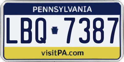PA license plate LBQ7387