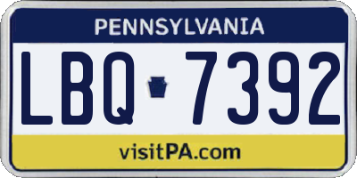 PA license plate LBQ7392