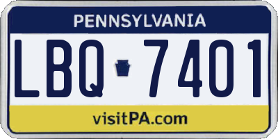 PA license plate LBQ7401