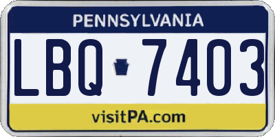 PA license plate LBQ7403