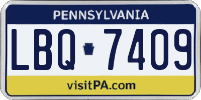 PA license plate LBQ7409