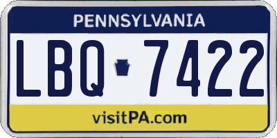 PA license plate LBQ7422
