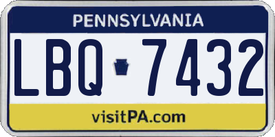 PA license plate LBQ7432