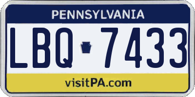 PA license plate LBQ7433
