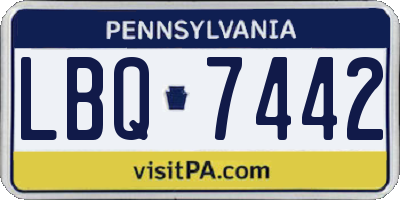 PA license plate LBQ7442