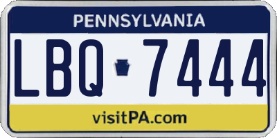PA license plate LBQ7444