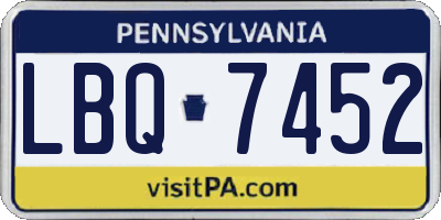PA license plate LBQ7452