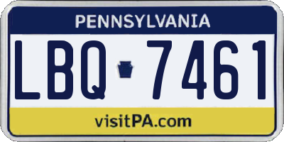 PA license plate LBQ7461