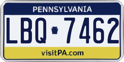 PA license plate LBQ7462