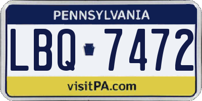 PA license plate LBQ7472