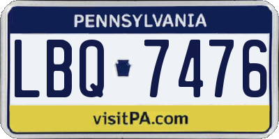 PA license plate LBQ7476