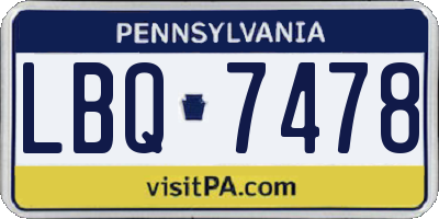 PA license plate LBQ7478