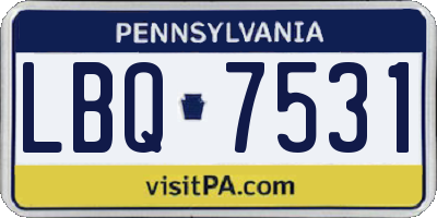 PA license plate LBQ7531