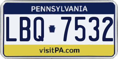 PA license plate LBQ7532