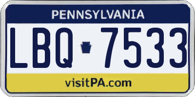 PA license plate LBQ7533