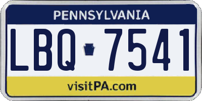 PA license plate LBQ7541