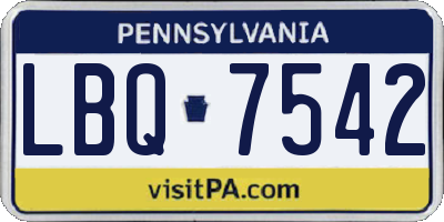 PA license plate LBQ7542