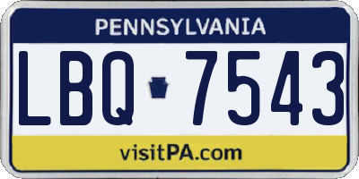 PA license plate LBQ7543