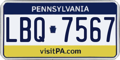 PA license plate LBQ7567