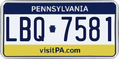PA license plate LBQ7581
