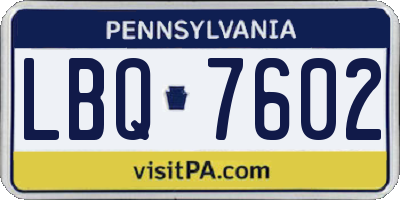 PA license plate LBQ7602