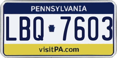 PA license plate LBQ7603