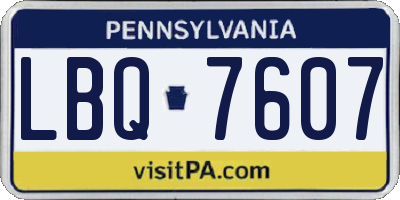 PA license plate LBQ7607