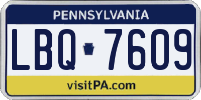 PA license plate LBQ7609