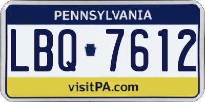 PA license plate LBQ7612