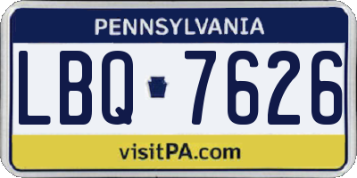 PA license plate LBQ7626