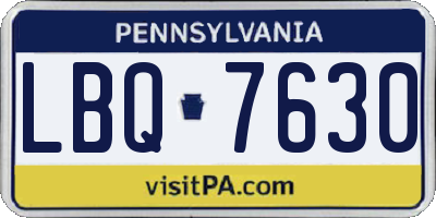 PA license plate LBQ7630