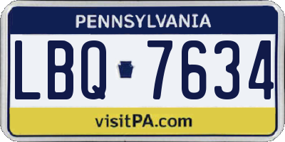PA license plate LBQ7634