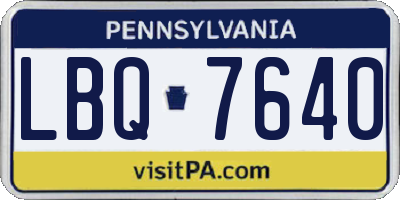 PA license plate LBQ7640