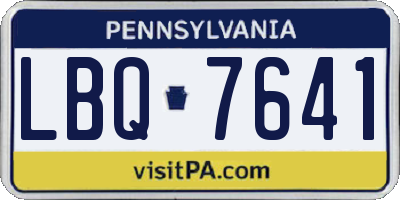 PA license plate LBQ7641