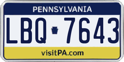 PA license plate LBQ7643