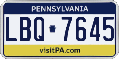 PA license plate LBQ7645