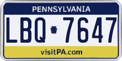 PA license plate LBQ7647