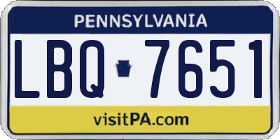 PA license plate LBQ7651