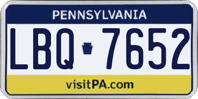 PA license plate LBQ7652