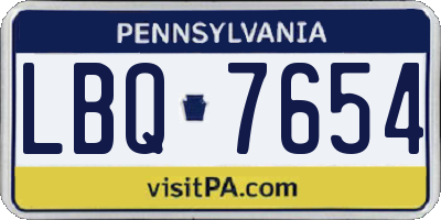 PA license plate LBQ7654
