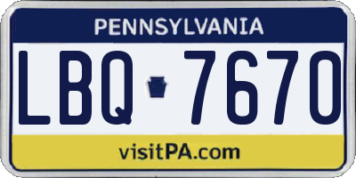 PA license plate LBQ7670