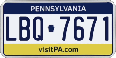 PA license plate LBQ7671