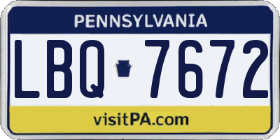 PA license plate LBQ7672