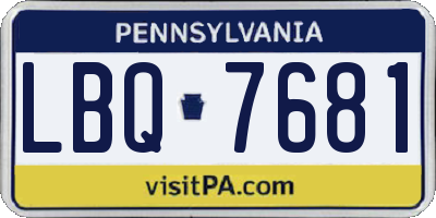 PA license plate LBQ7681
