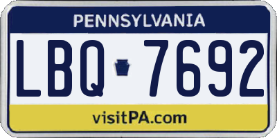 PA license plate LBQ7692