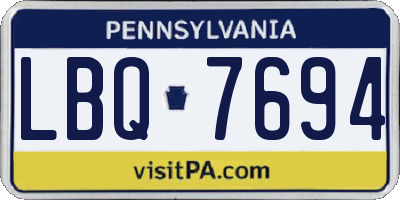 PA license plate LBQ7694