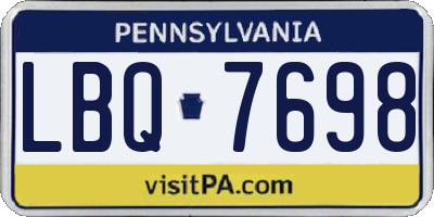 PA license plate LBQ7698