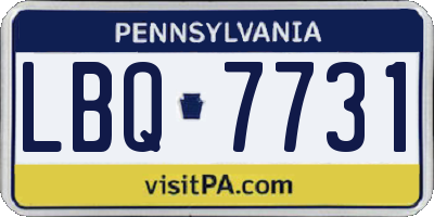 PA license plate LBQ7731